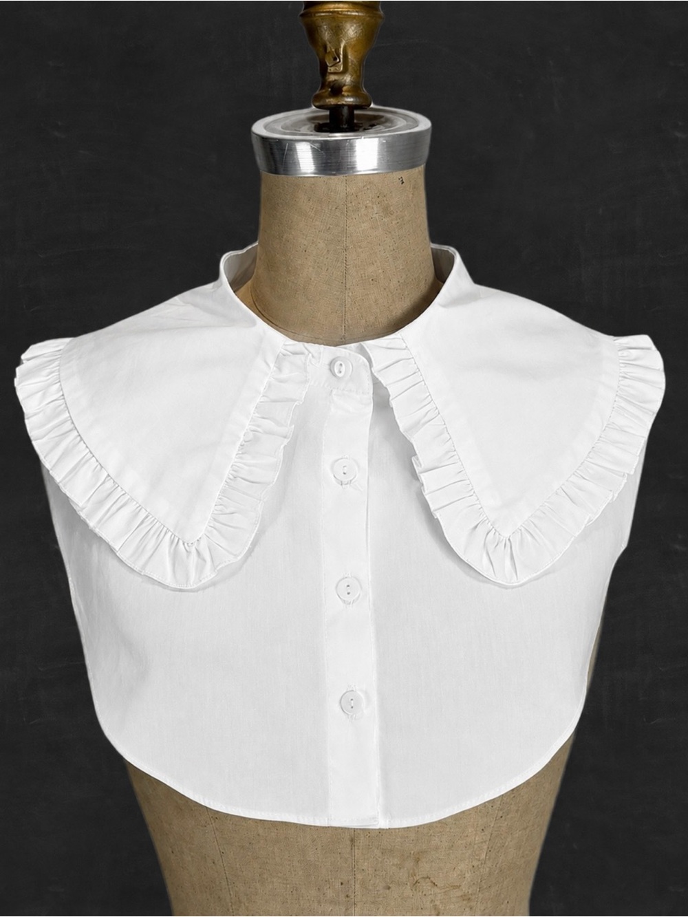 Ruffle romantic Peter Pan collar layer dickey faux false blouse button down